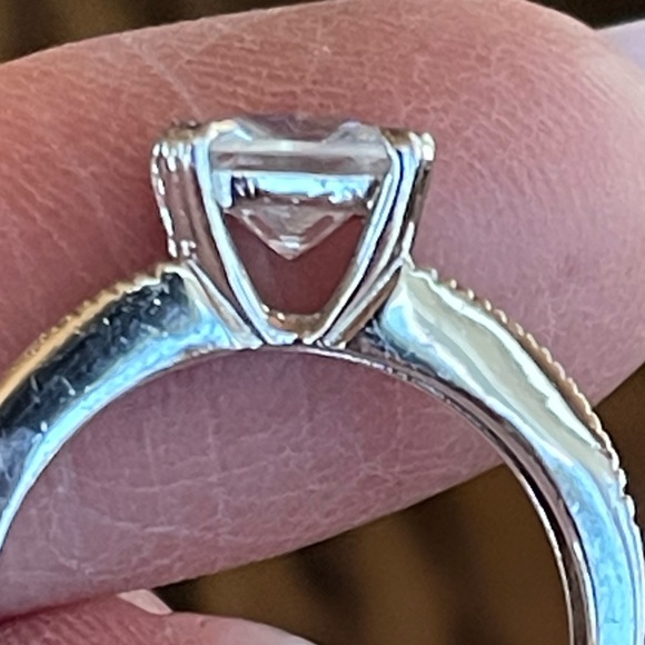 Signed 925 Sterling Square Prong Set and Pave Set CZ Ring Size 7 - Picture 5 of 16